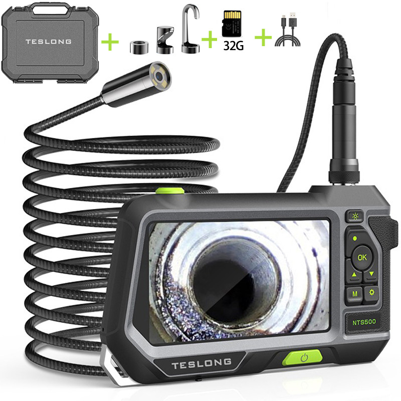 Teslong NTS500 Endoskop Mit 5" IPS-Display, 8mm Sonde Doppelkamera 3m Kabel
