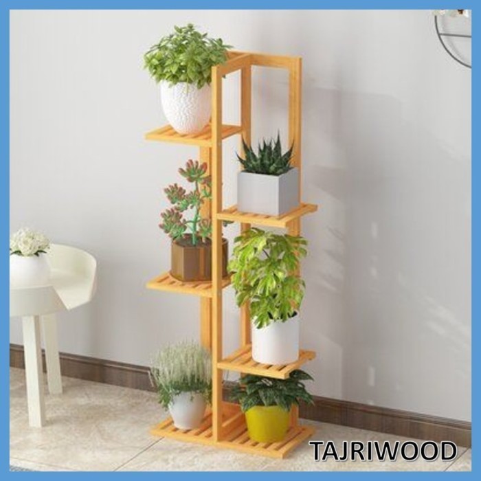 Jual Rak Bunga Susun Kayu Tingkat Hiasan Taman Minimalis Tanaman Hias ...