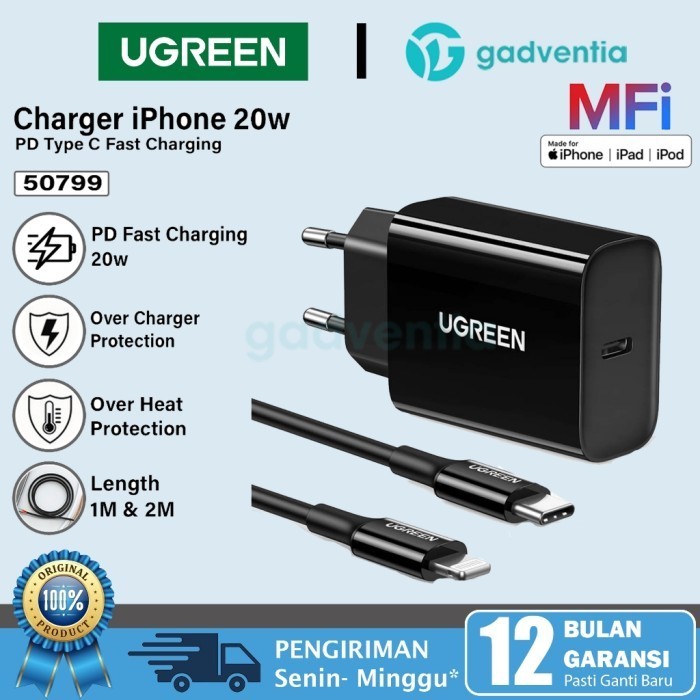 Jual PROMO HOT UGREEN Charger Mfi Untuk iPhone 5 6 7 8 X Xr Xs 11 12 13