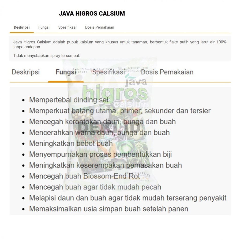 Jual Java Higros 1 Kg Pupuk Kalsium Super Larut Air Anti Rontok Bunga ...