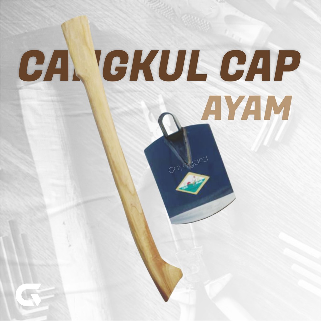 1set Cangkul Serbaguna Ukuran Sedang - Ringan, Gagang Kayu , Siap Pakai (Cap Ayam)