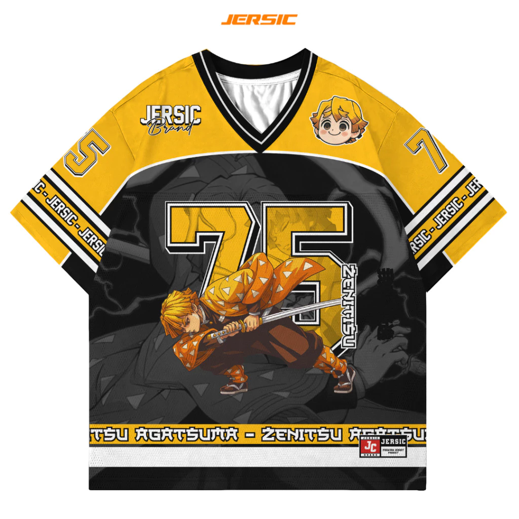 Jersey Anime Zenitsu Kimetsu no Yaiba untuk Penggemar Demon Slayer - Dapatkan Sekarang!