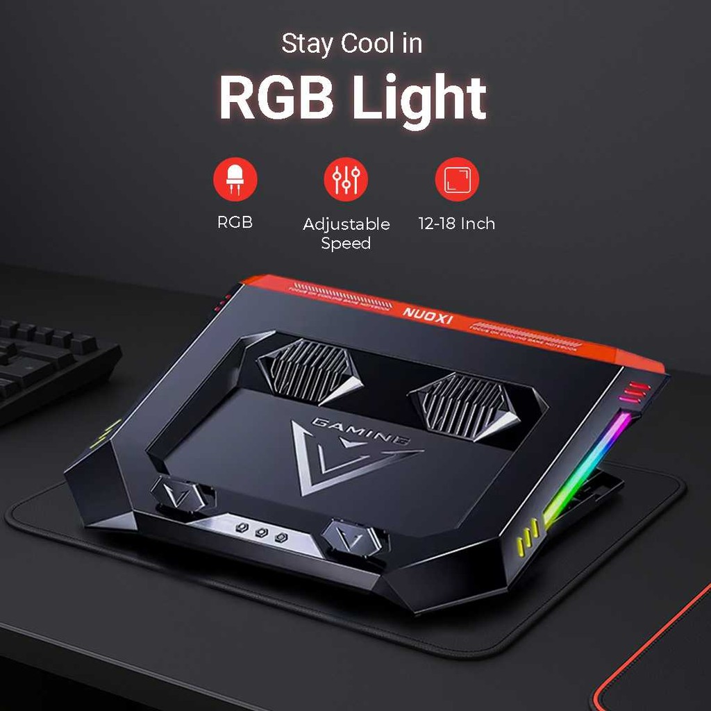 Jual NUOXI MC Cooling Pad Laptop Gaming Kipas Pendingin RGB 2 Fan 18 ...