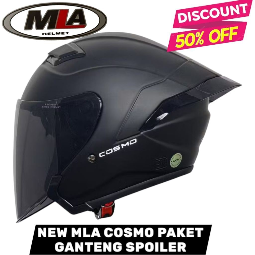 Jual Helm Half Face MLA HKM COSMO | Hitam Dof Kaca Visor Smoke SNI ...