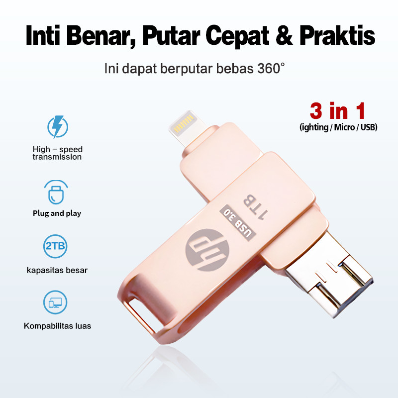 Jual 1TB 2TB FlashDisk HP USB3.0 Stik Memori Tiga-Dalam-Satu Flash ...