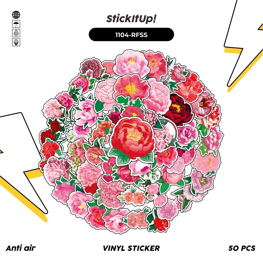 Jual COD 100 Pcs Stiker Pack Red Flower/Bunga Merah Lucu Lucu Aesthetic ...
