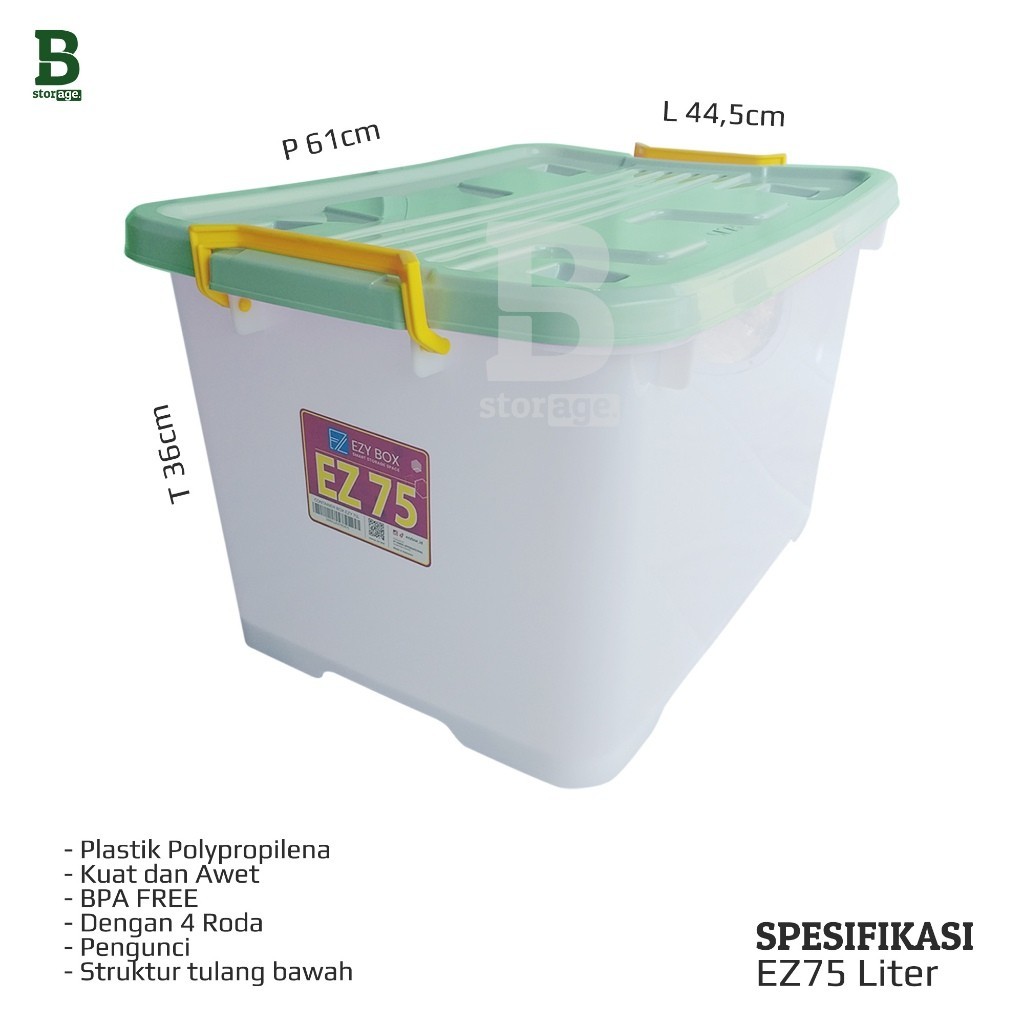 Jual BOX CONTAINER Box Container Ezy cb 75 Liter Dengan Roda Kotak ...