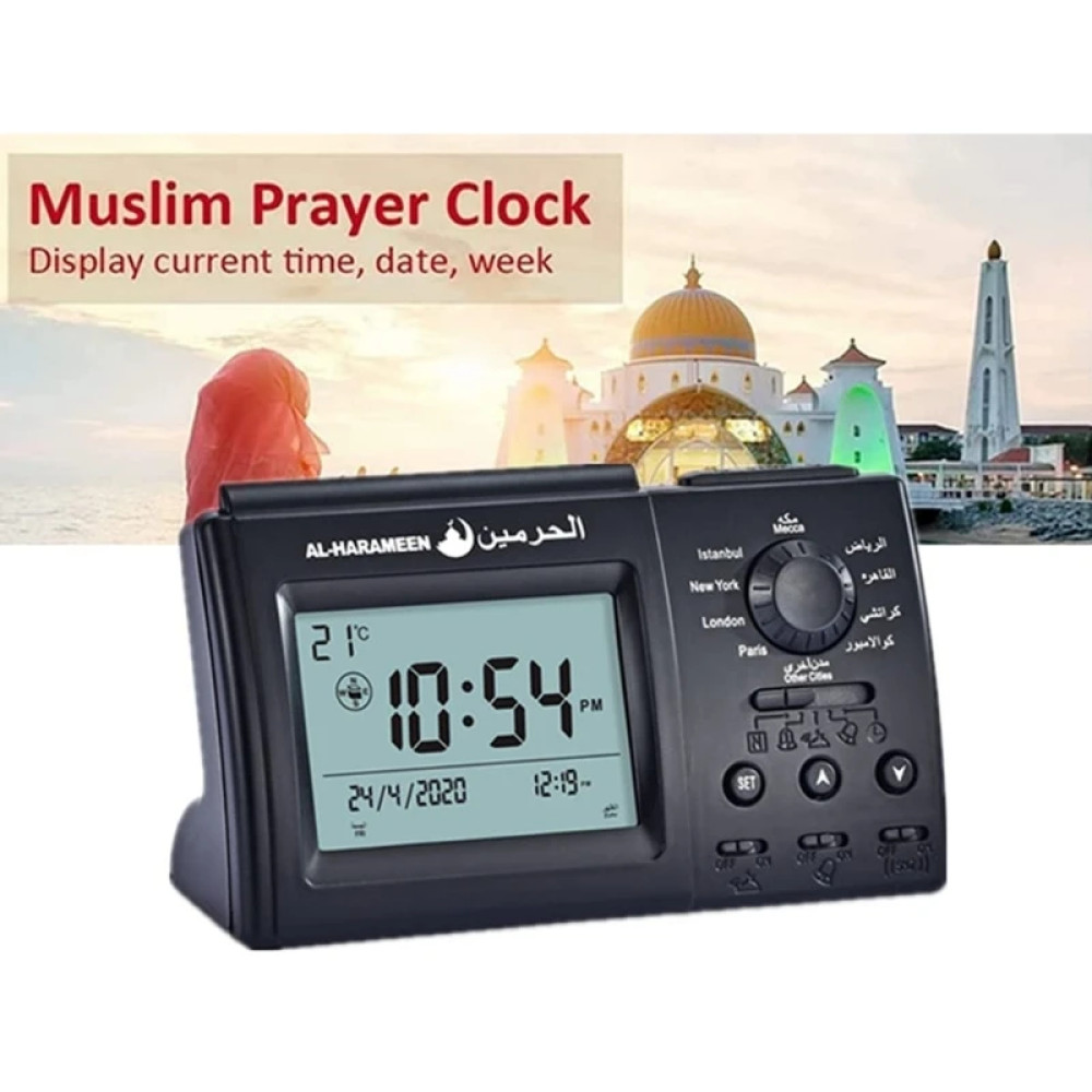 Jual Jam Meja Alarm Adzan Jadwal Sholat 5 Waktu Digital Muslim Prayer ...