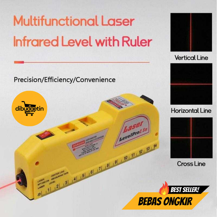 Jual Alat Laser Level 4 in 1 Crossline Waterpass Ruler Tape Measure 2 ...