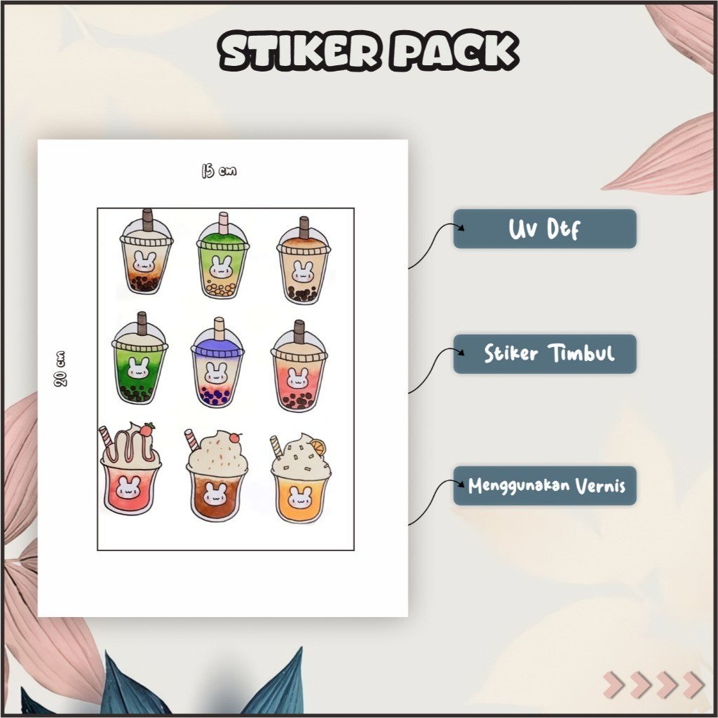 Jual Stiker Sticker Setiker Setikker Pack UV DTF Motif Cute Boba Bubble ...