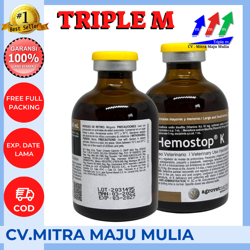 Jual HEMOSTOP K 50 ml - Obat Anti Pendarahan Penggumpalan Hewan Sapi ...