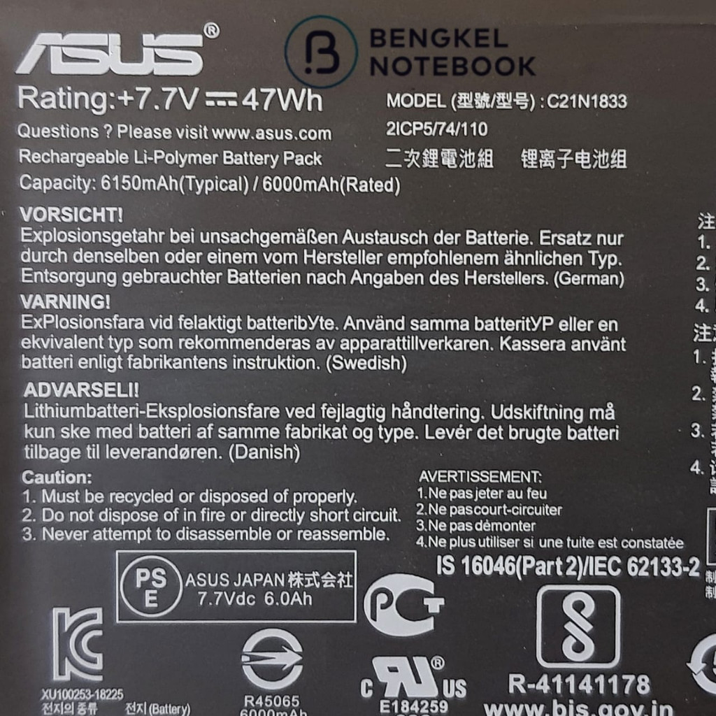 Asus ZenBook 14 UX433FN Original Chargeur 65 Watt