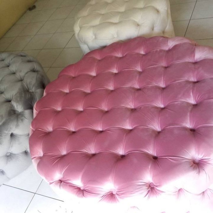 Jual Puff Stool Bulat Kancing - V20 Grace Bench Ottoman Rangka Kayu ...