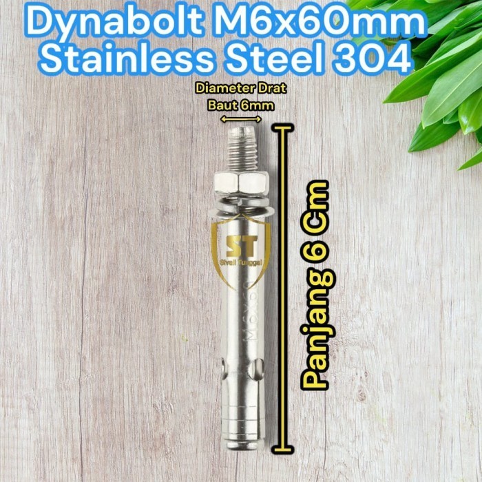 Jual DYNABOLT SS 304 M6×60 - DINABOLT - ANCHOR BOLT STAINLESS | Shopee ...