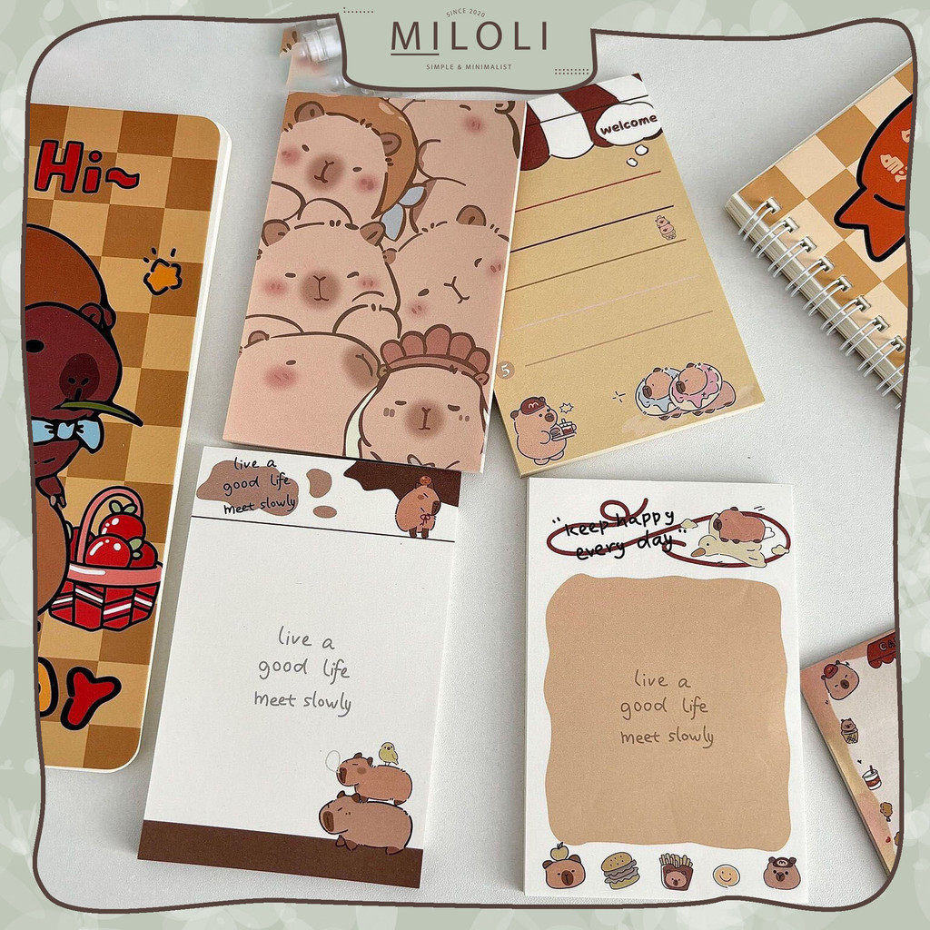 Jual [MILOLI] 50Lembar BROWN MEMO CAPYBARA Memo Pad Note Paper Notepad ...