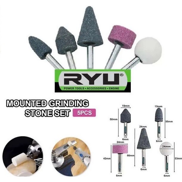 Jual Mounted Stone 5pcs Set RYU AC-DB219 Mata Batu Die Grinder Bor ...