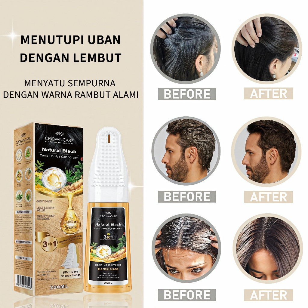 Jual Pewarna Rambut CROWNCARE Comb-On Hair Coloring Cream 200ML ...