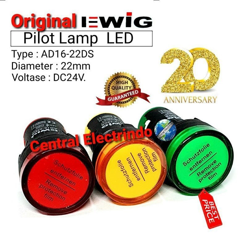 Jual Pilot Lamp LED AC/DC24V AD16 22DS 22mm EWIG Premium. | Shopee ...