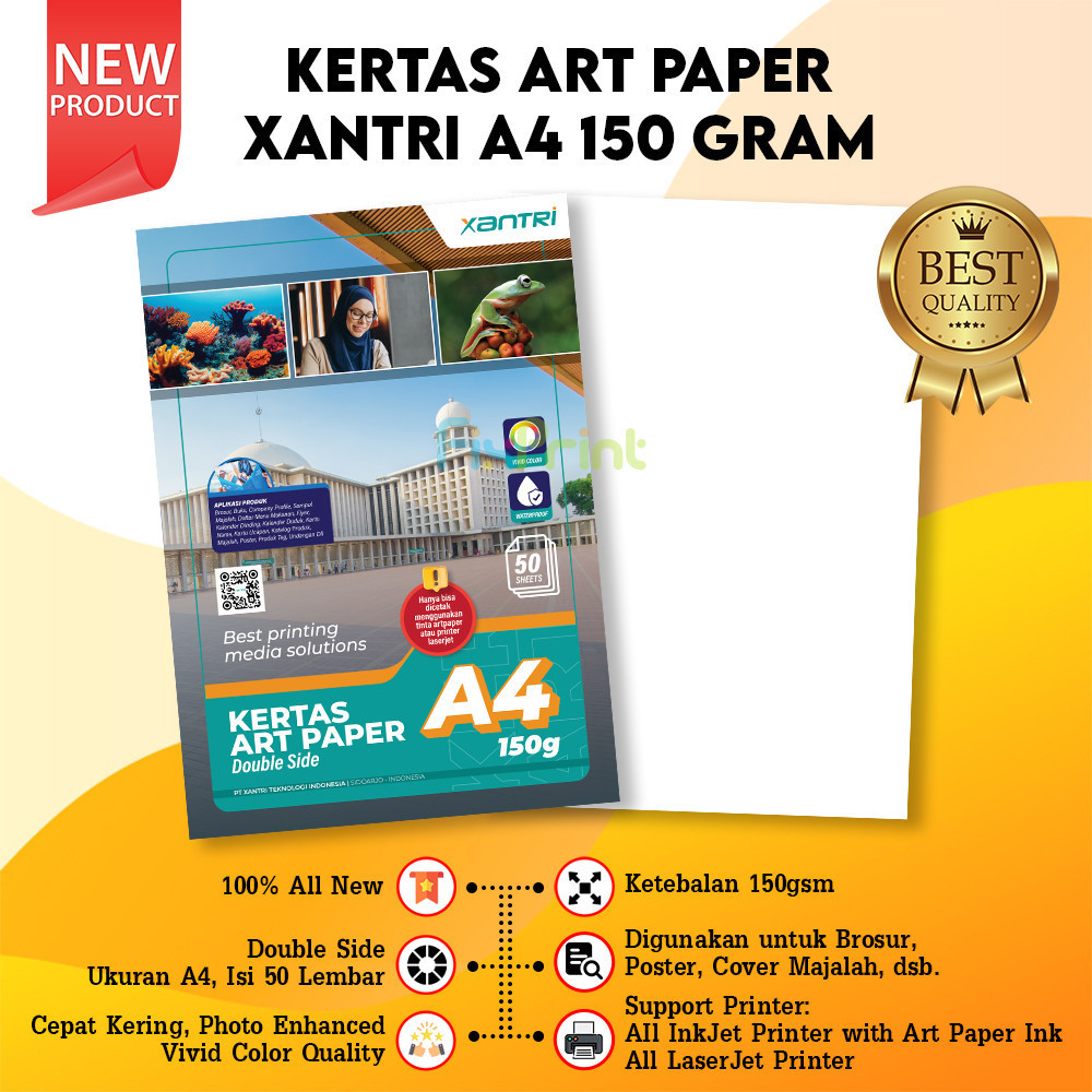 Jual Kertas ART PAPER A4 150 Gsm Isi 50 Lembar Kertas Foto Printer A4 ...