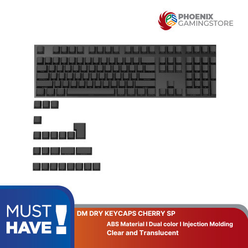 Jual DM Dry Keycaps Cherry PBT Side Printed Keycaps 131 - Black ...