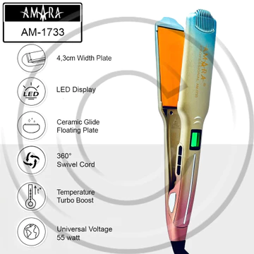 ( ) AMARA AM 1733 Ceramic Glide Floating Plate Hair Straightener Catokan Rambut CO