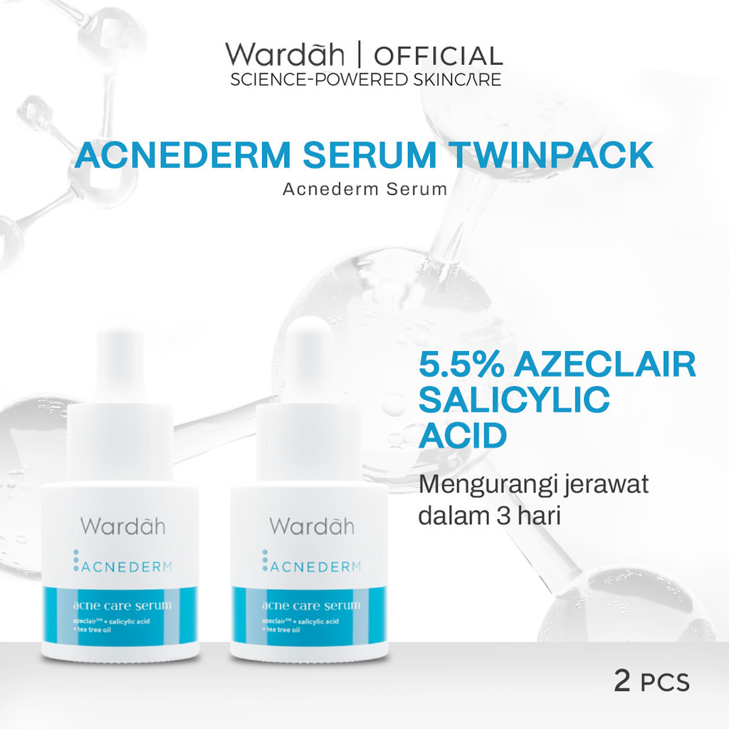 [TWINPACK] Wardah 5% Azeclair + Salicylic Acid Acnederm Acne Care Serum 15 ml - Paket Isi 2 Serum Solusi Jerawat END!