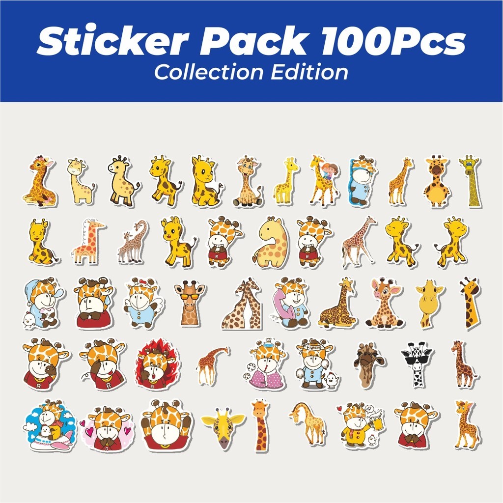 Jual Hot Sticker Hewan Jerapah Lucu Anti Air Stikers Berperekat ...