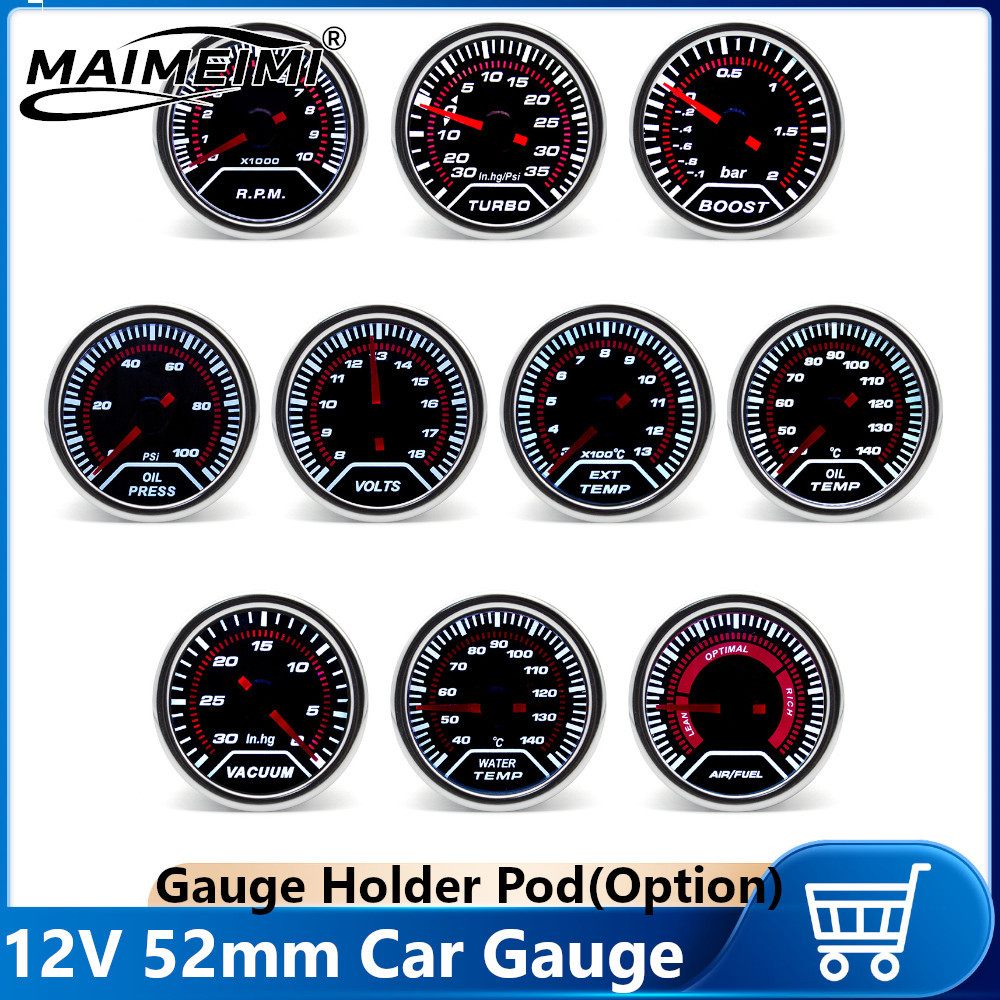 Jual 52mm Tachometer Boost Gauge Bar Psi Water Temperature Gauge 10mm ...