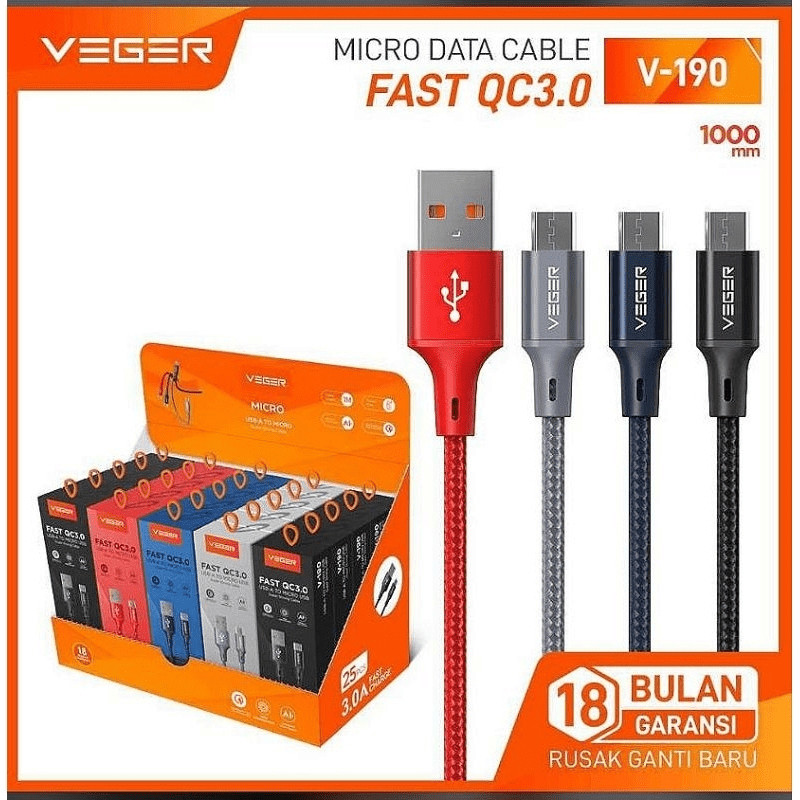 Jual Kabel data micro usb fast charging V-190 (Micro) | Shopee Indonesia