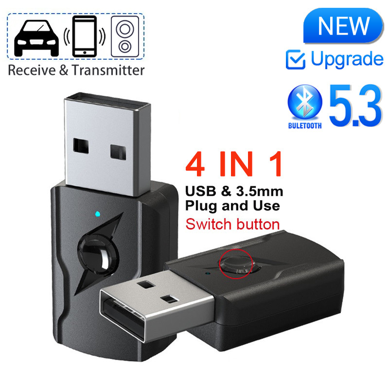 Jual USB & 3.5mm AUX Bluetooth 5.3 Dongle Audio Receiver Transmitter ...