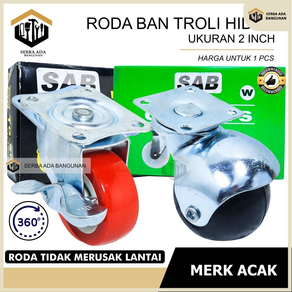 Jual SAB Roda Kastor Plate Pvc Nylon Hidup 2 inch, Caster SKK 2 inch ...