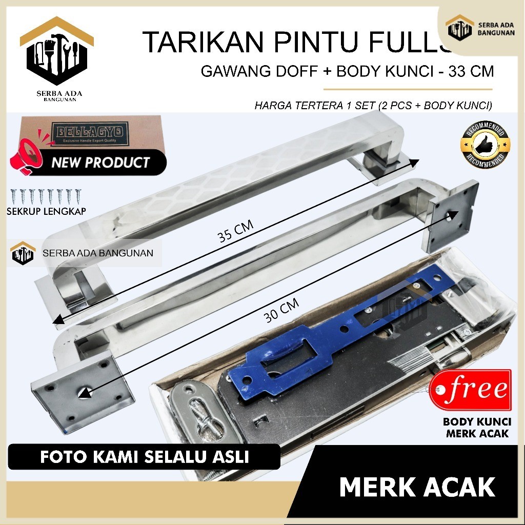 Jual SAB HANDLE PINTU RUMAH 33 CM STAINLESS ANTI KARAT MEWAH MINIMALIS ...
