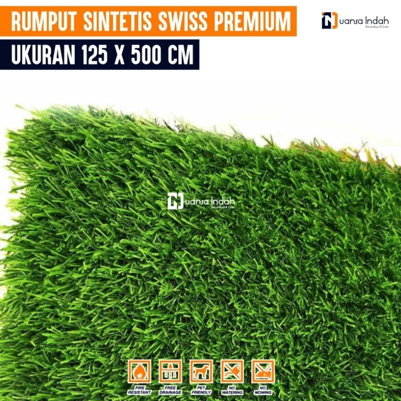 Jual RUMPUT SINTETIS SWISS PREMIUM UKURAN 125 CM x 5 METER | Shopee ...