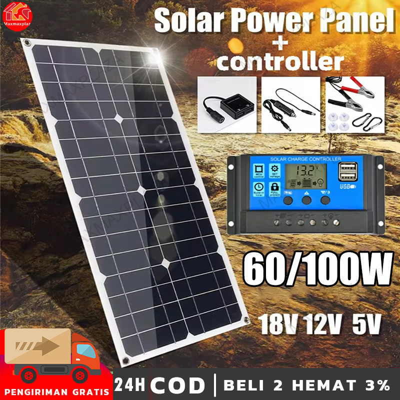 Jual 60W/100W SOLAR PANEL PANEL SURYA PEMBANGKIT LISTRIK TENAGA SURYA ...
