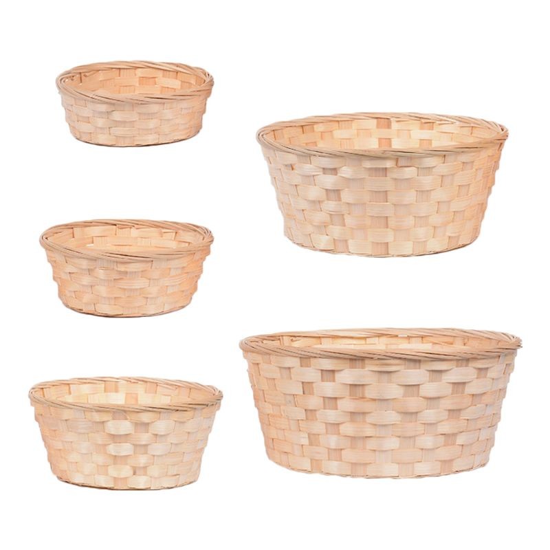 1Pc Bamboo Woven Bread Basket Fruit Vegetables Egg Storage Basketry Snacks Container Picnic Container Kitchen Storage Baskets