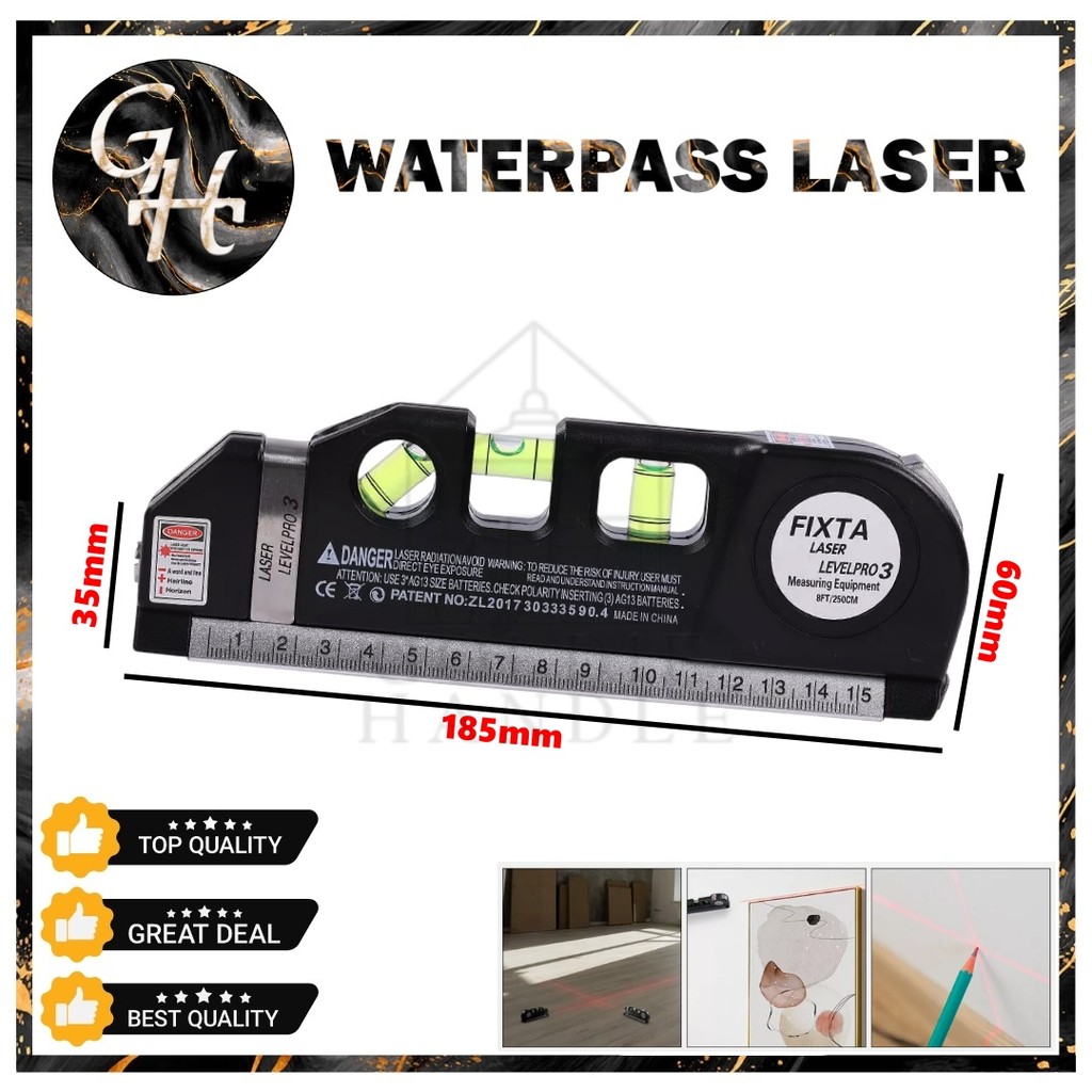 Jual Waterpass Laser Level Pro 3 Penggaris Laser Waterpass Meteran ...