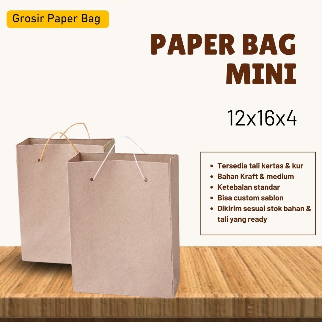 Jual PAPER BAG POLOS 12 X 16 X PAPERBAG MINI POLOS PAPER BAG