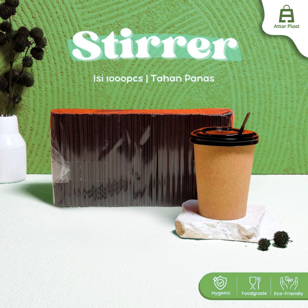 Jual [ISI 1000PCS] Sedotan Paper Cup Pipih 12cm / Sedotan Stirrer Hot ...