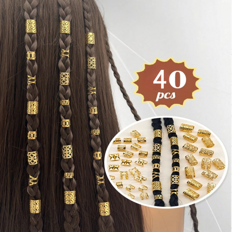 Jual 40PCS Perhiasan Rambut Paduan untuk Aksesori Kepang Dreadlock Klip ...
