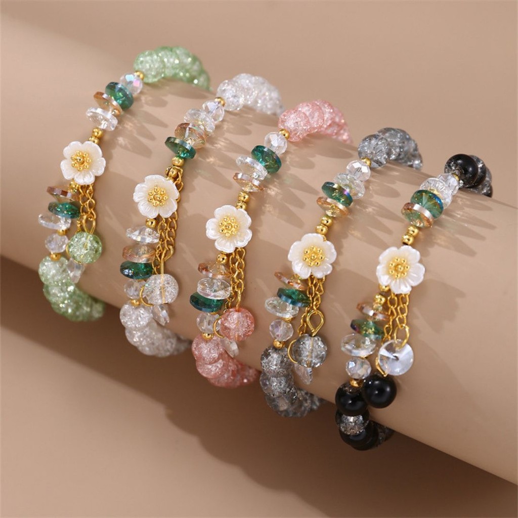 Jual Gelang Manik Crystal Bunga Korean Aesthetic | Shopee Indonesia