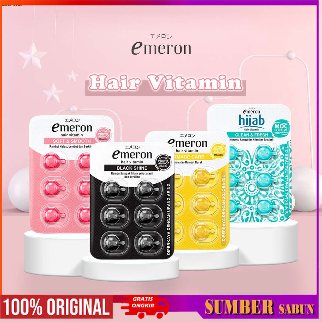Jual Vitamin Rambut Emeron Hair Vitamin 6 Capsule – Atasi Rambut Rontok ...