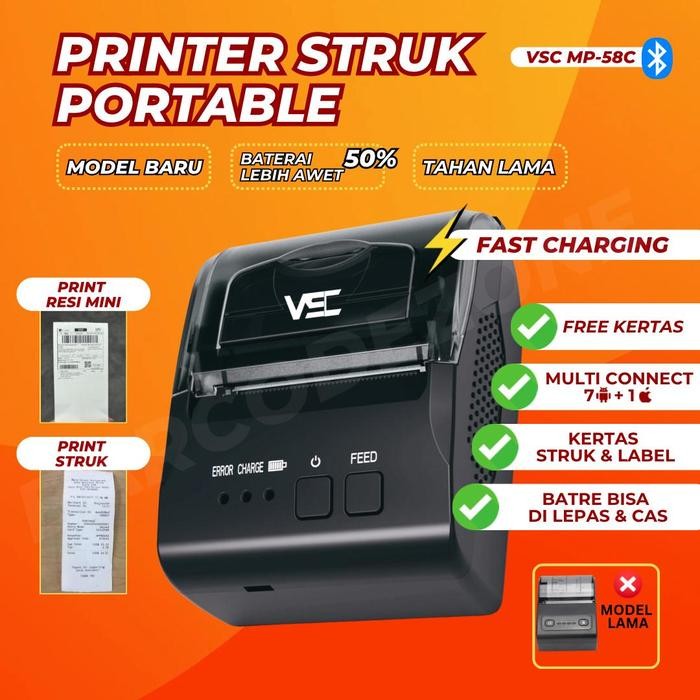 Jual MOBILE PRINTER BLUETOOTH THERMAL RECEIPT PPOB/KASIR 58MM VSC MP ...