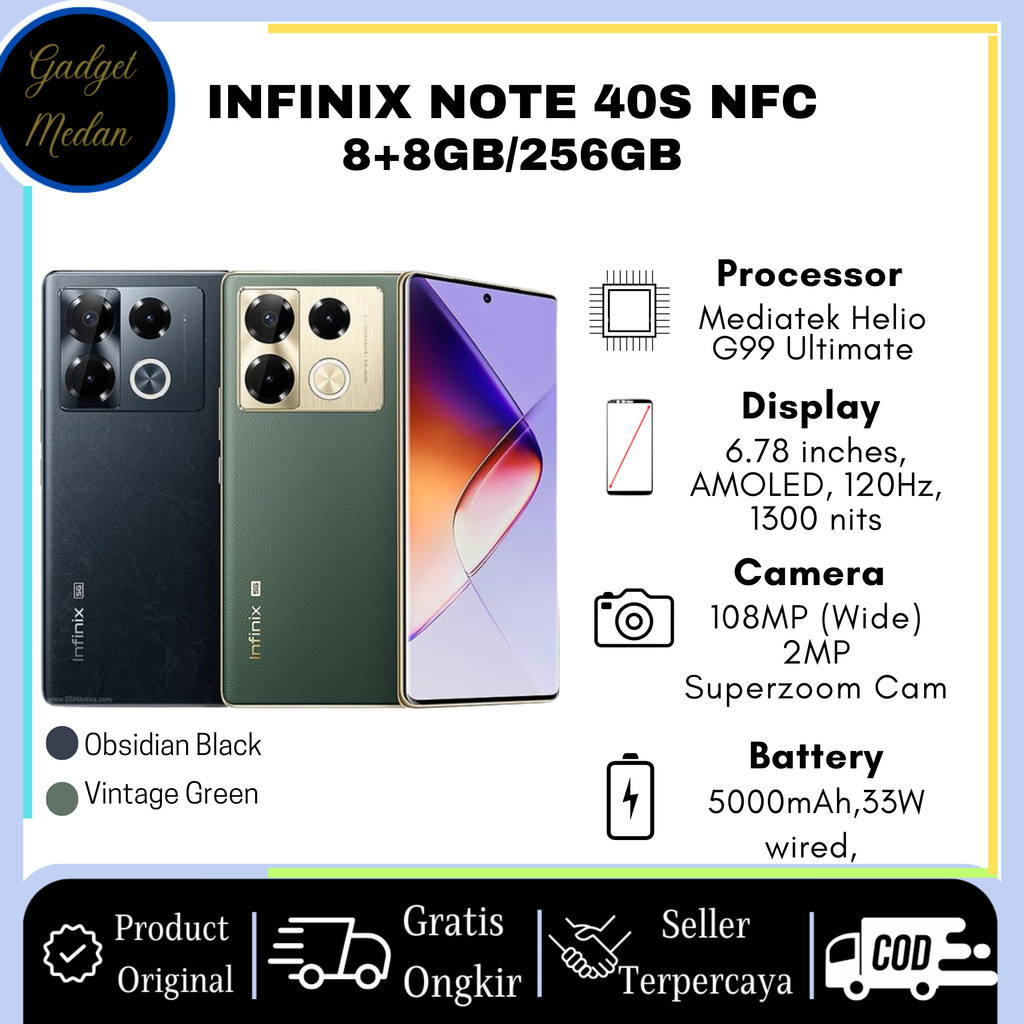Jual INFINIX NOTE 40s RAM 8GB/256GB GARANSI RESMI Shopee Indonesia