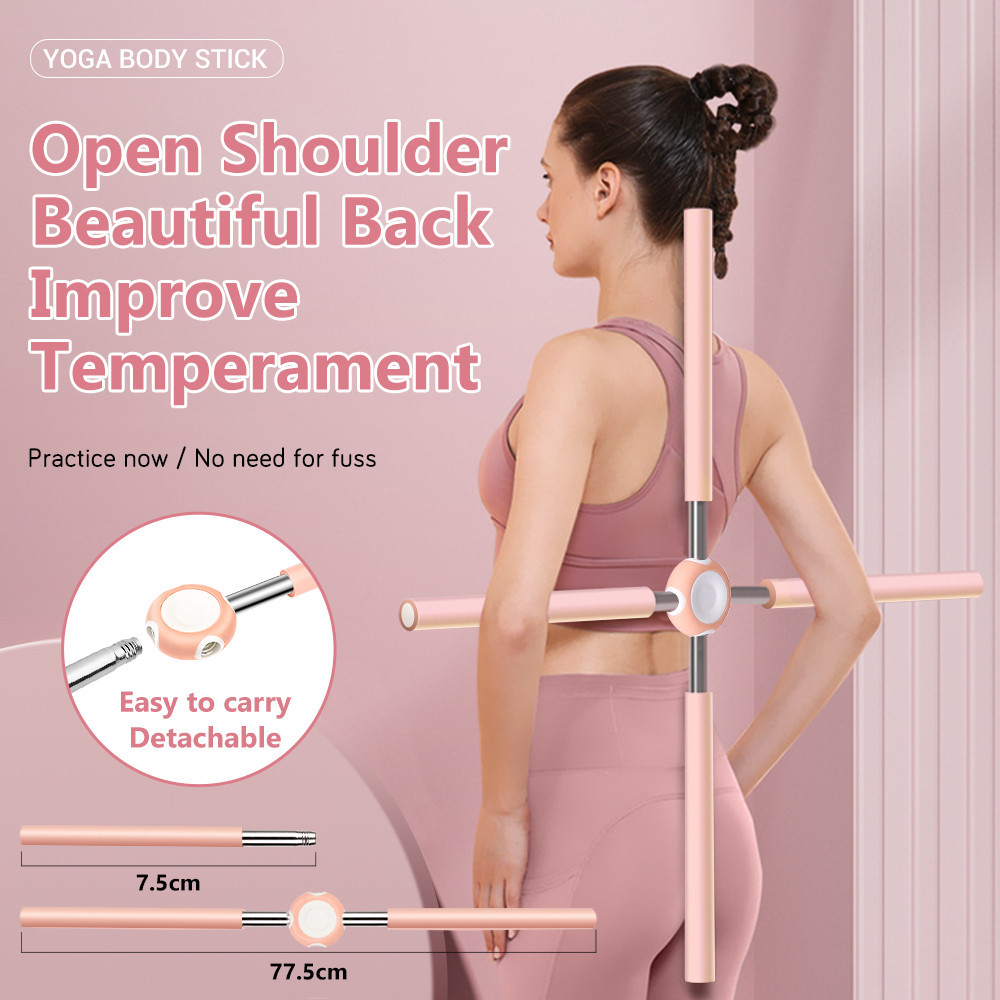 Jual Adjustable Yoga Sticks Stretching Humpback Correction Stick Open ...
