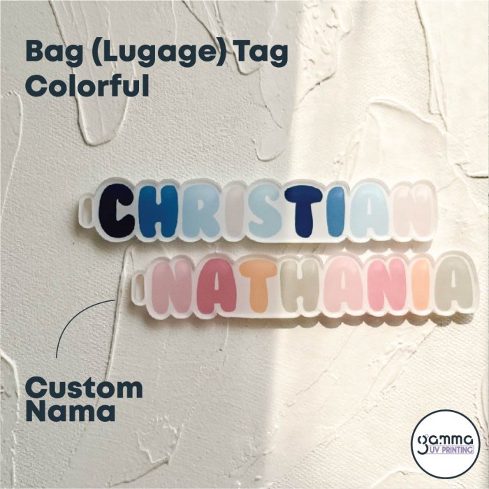 Jual Custom Luggage Tag Acrylic UV Print Nama Colorful / Gantungan ...
