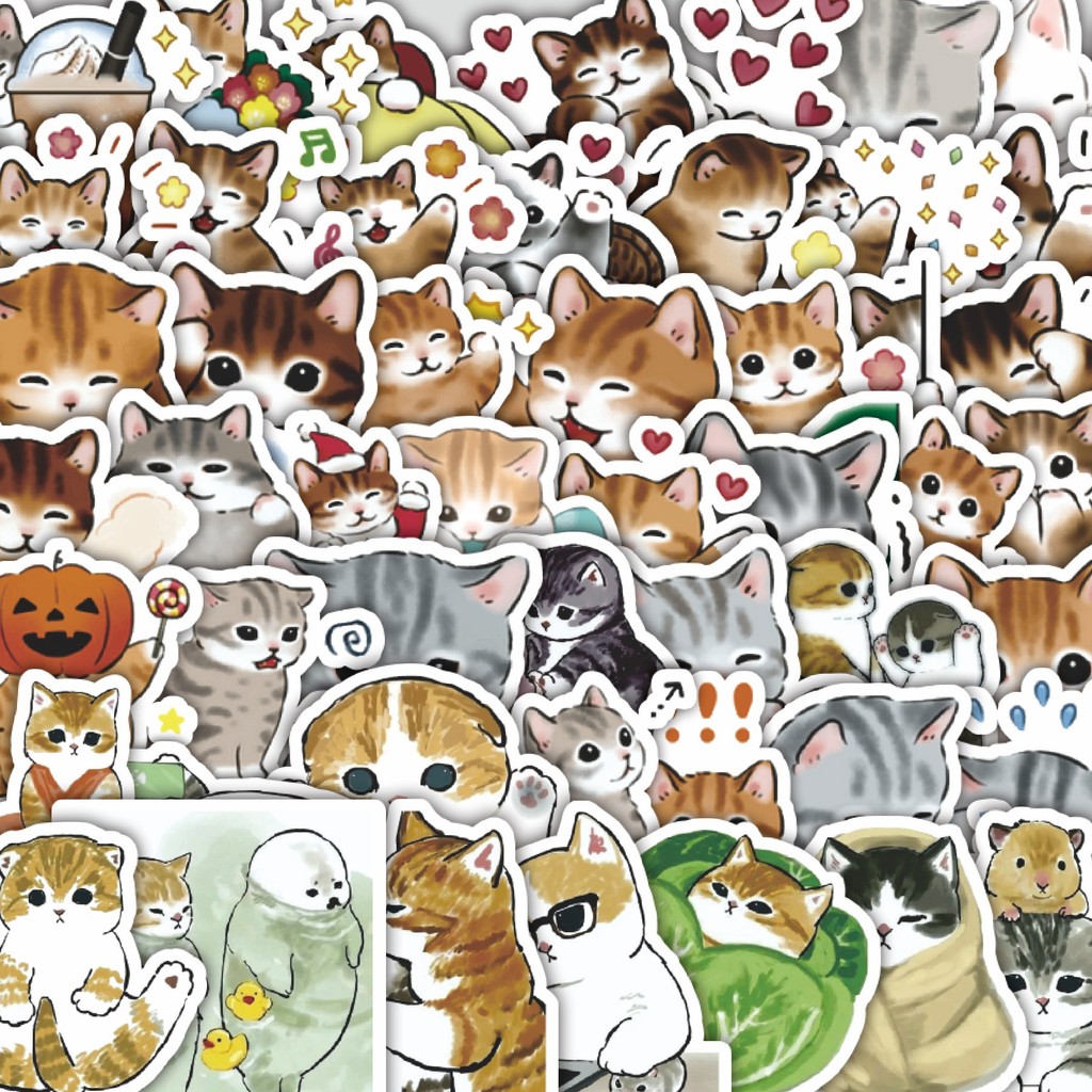 Jual Stiker Cutting Pack Stiker Kawaii Kitten V2 [Kucing] Isi 100Pcs ...