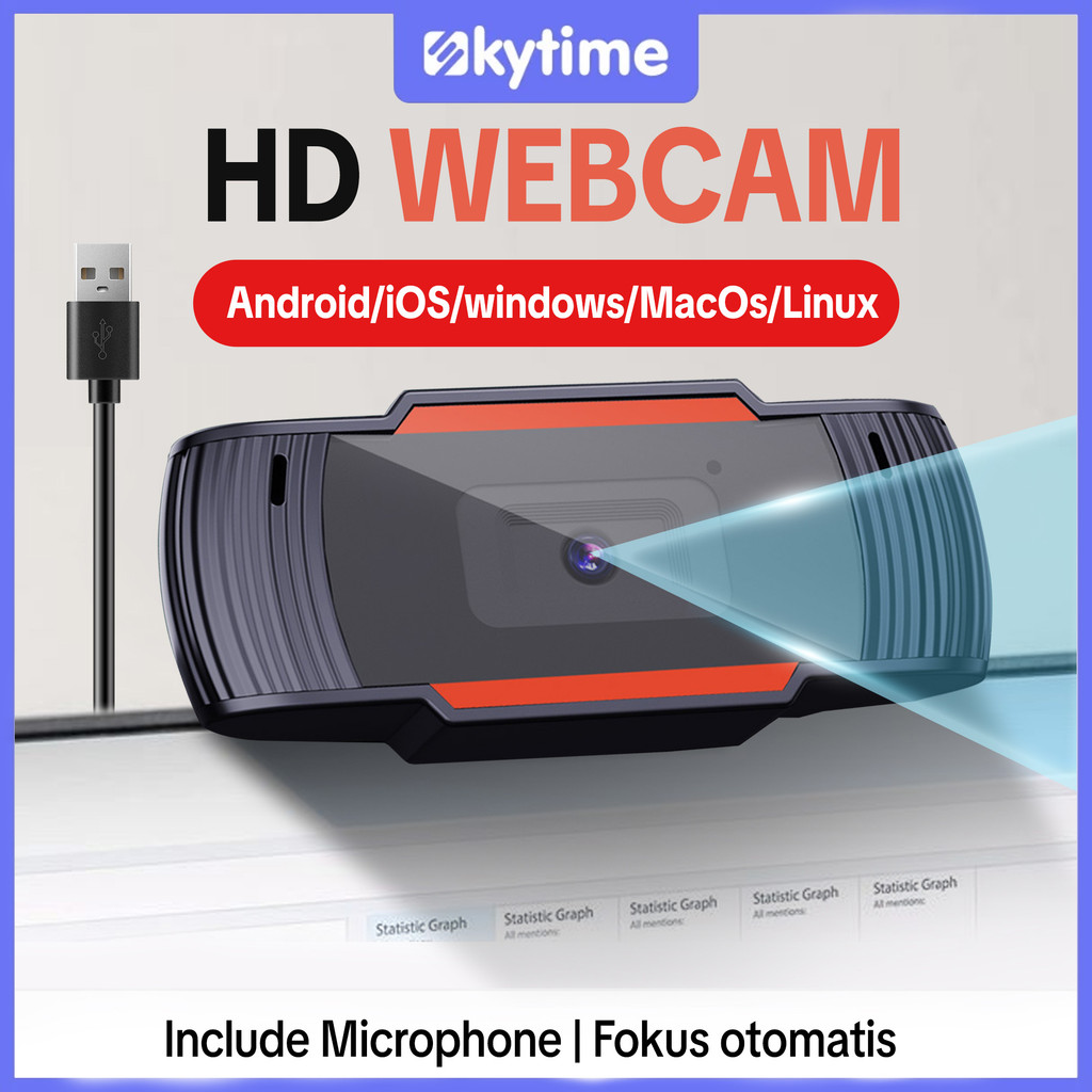 Jual Skytime CM10 X1 Webcam PC Komputer HD 720P 4k with Mic USB Camera ...