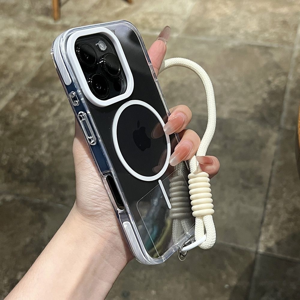 Jual Colorful Border Transparent Magnetic Short Rope Phone Case for ...