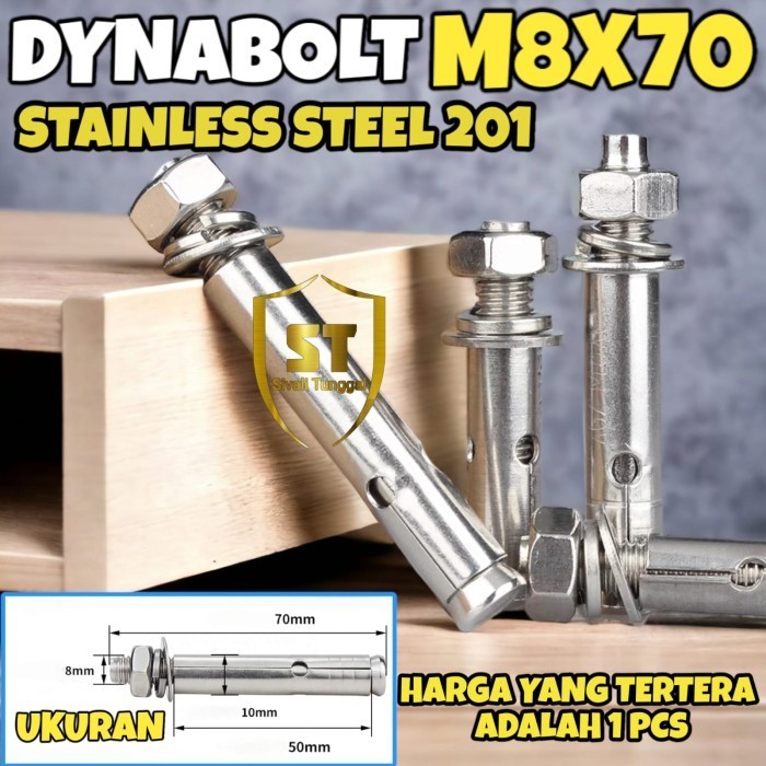 Jual DYNABOLT SS 304 M12×80 - DINABOLT - ANCHOR BOLT STAINLESS | Shopee ...