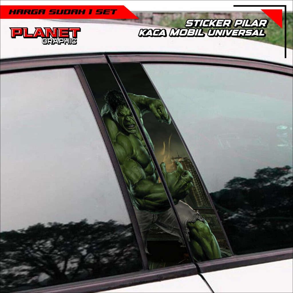 Jual Sticker Pilar Kaca Mobil Universal HULK Bisa Custom Gambar/Foto 1 ...